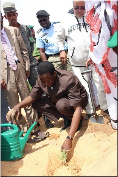 His Excellency Amedi Camara, Minister of Environment and Sustainable Development launches planting campaign at EbA South project site Benichab
